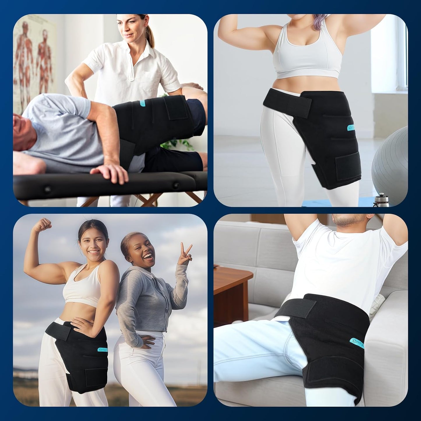 Comfytemp Hip Ice Pack Wrap for Sciatica Pain Relief, Hip Replacement Kit After Surgery, Reusable Gel Ice Pack for Injuries, Hot Cold Compress Recovery Items Physical Therapy for Men Women (L/XL/2XL)
