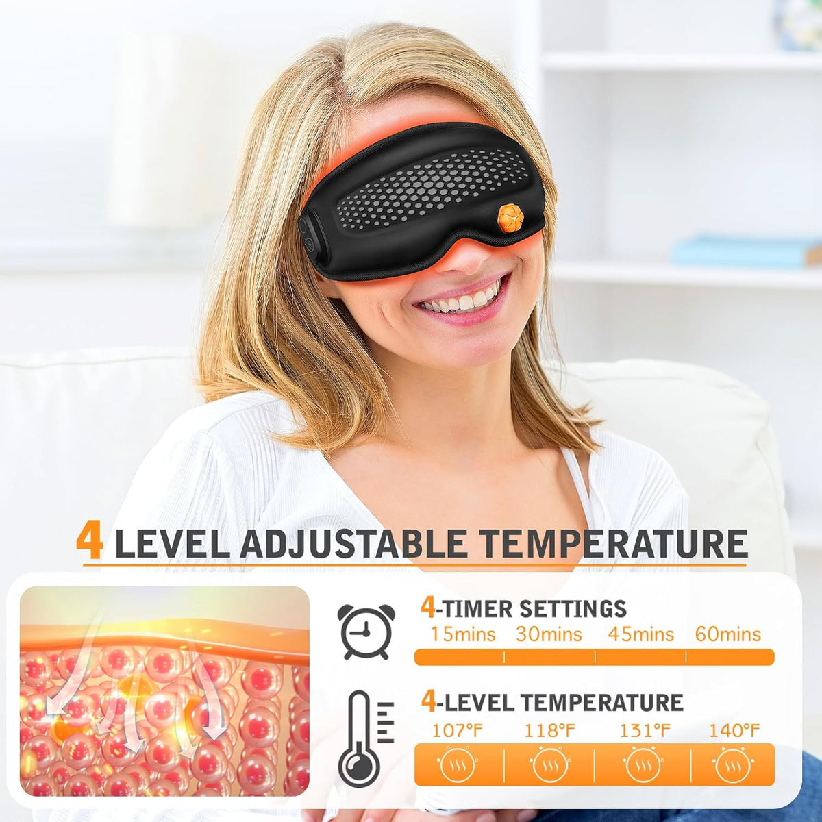 Cordless Heated Eye Mask - Removable Scent Pads, 1200mAh Rechargeable Heated Eye Masks for Dry Eyes,Cordless Eye Heating Pad for Stye Eye Treatment, Warm Compress for Eyes, Gifts for Men Women