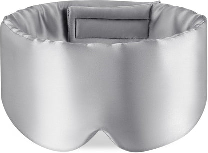 Zenssia 100% Mulberry Silk Sleep Mask Eye Mask for Man and Woman with Adjustable Headband, Full Size Large Sleep Mask & Blindfold for Total Blackout for All Night Sleep, Travel & Nap- Black
