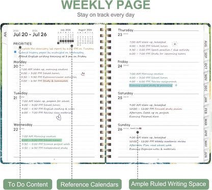 Planner 2026-2027, Weekly and Monthly Calendar Planner, JUL 2026 - JUN 2027 | A5(6.3'' x 8.5''), Hardcover, Agenda Book, Sprial Bound, Inner Pocket, Office and School Use