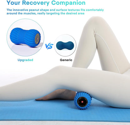 2 in 1 Vibrating Peanut Massage Ball with 6 Massaging Modes and Bluetooth Speaker, Rechargeable Vibrating Massage Yoga Roller Ball for Muscle Recovery, Orange