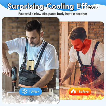 Portable Waist Fan, Rechargeable 3000mAh Battery, 25H Runtime, 6600RPM Turbo Dual Clip, 4 Speeds Adjustable, Belt Fans for Hiking, Riding, Fishing, Hands-Free Hanging Fan Gifts for Worker