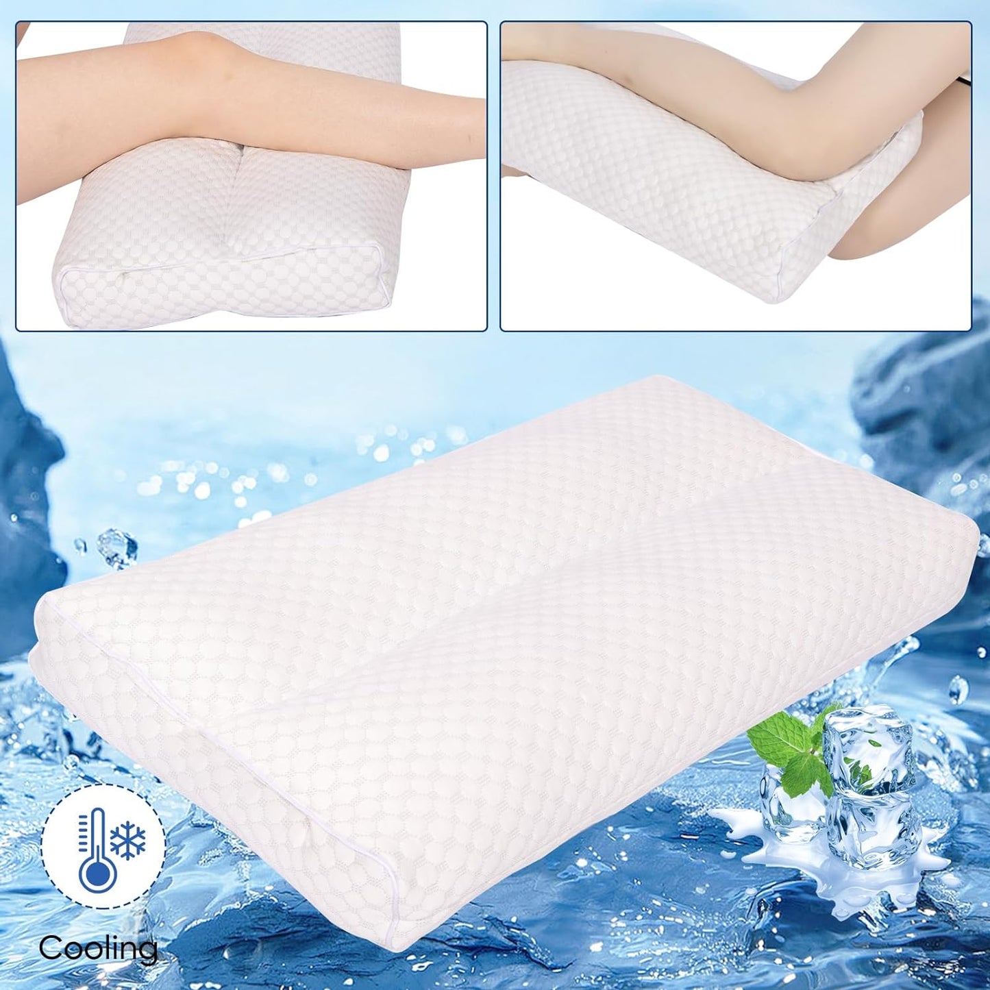 MINUPWELL Knee Pillow for Side Sleepers - Between Leg & Under Knee Pillow for Back Sleepers - Leg Pillow with 850G 7D Alternative for Relieving Leg, Back, and Knee Pain - 100% Cotton Fabric - White