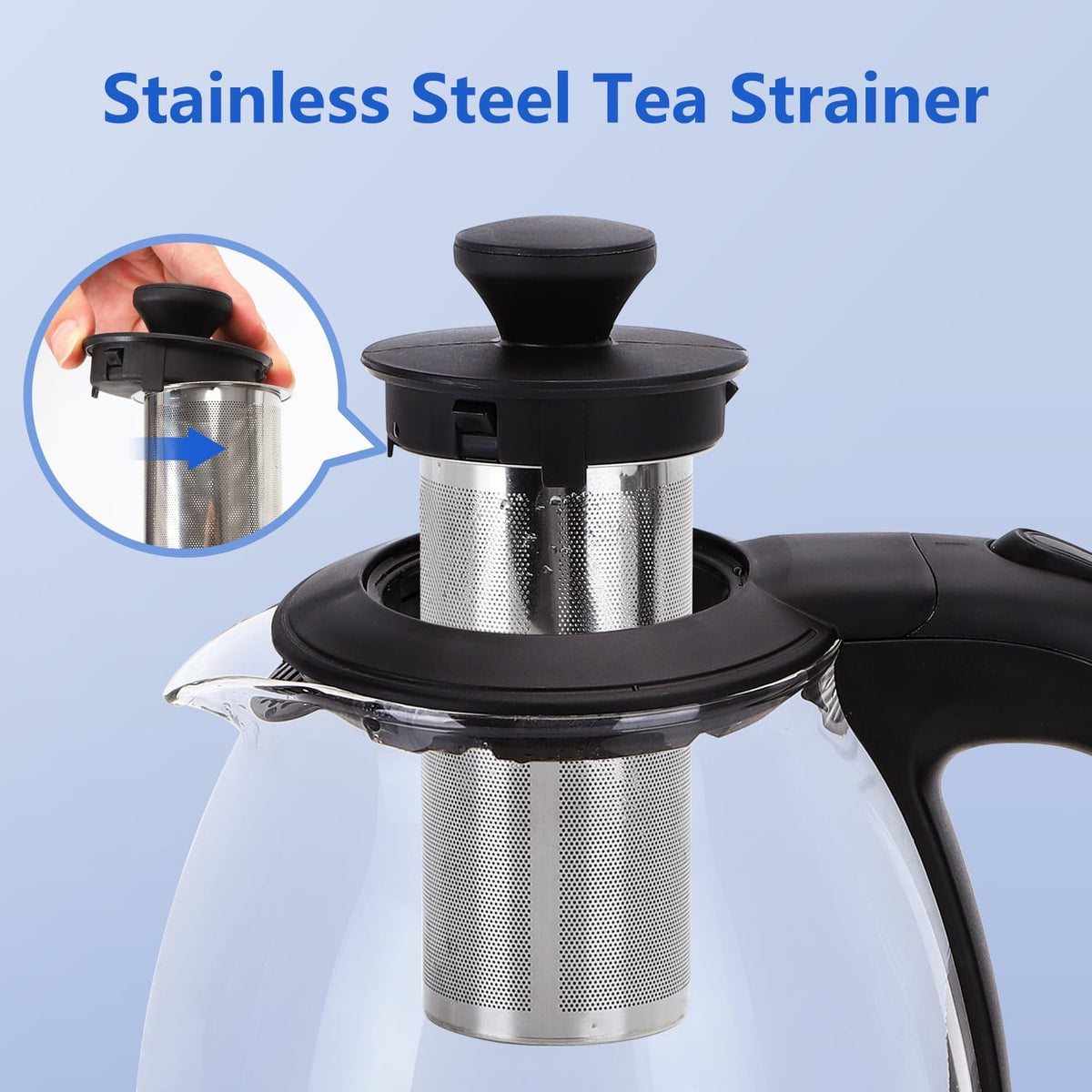 Taylor Swoden Electric Kettle with Tea Infuser, 1L Small Electric Tea Kettle with Keep Warm, LED Light Hot Water Boiler & Heater for Coffee & Teas, Auto Shut-Off & Boil Dry Protection, BPA Free, Black