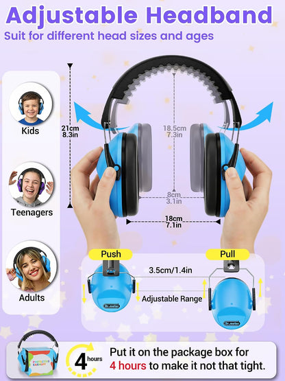 Dr.meter Ear Muffs for Noise Reduction: 27.4SNR Noise Cancelling Headphones for Kids Adults, EM100 Adjustable Hearing Protection Earmuffs for Monster Jam, Autism Sensory, Concerts, Fireworks- 3PACK