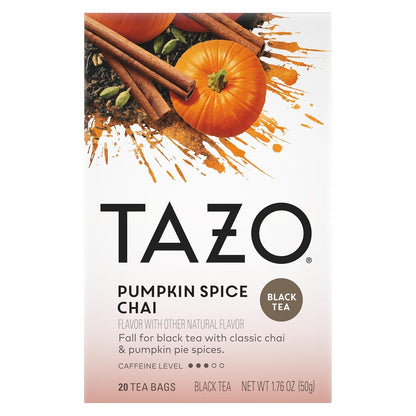 TAZO Organic Black Tea Variety Pack for Daily Wellness and Tea Enjoyment, Earl Grey, Chai, Awake English Breakfast, Vanilla Caramel Chai and Pumpkin Spice Chai (Variety Pack)