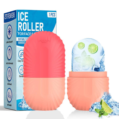 Ice Roller for Face and Eye, Reusable Silicone Ice Facial Roller Ice Holder, Face Ice Mold Skin Care, Ice Cube Roller for Shrink Pores Anti Wrinkle Reduce Puffiness, Black