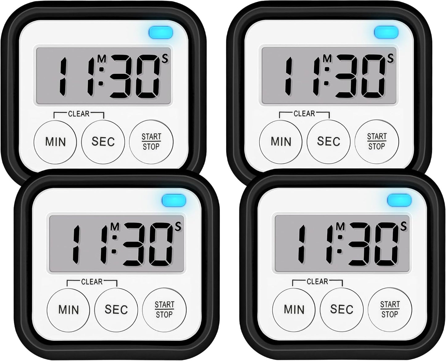 Timer, Kitchen Timers for Cooking Classroom Timer for Kids Teachers Magnetic Digital Timers 2 Pack, Black