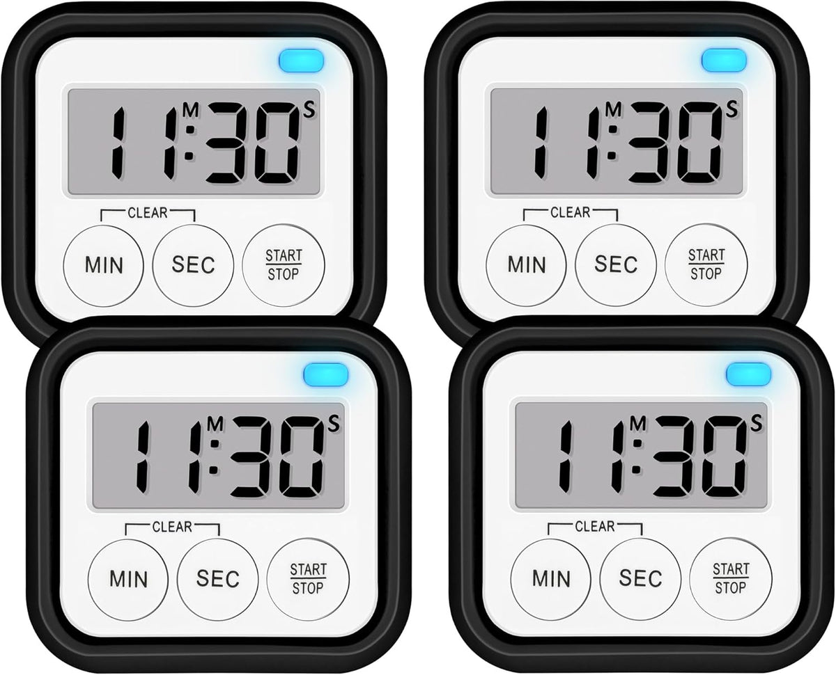 Timer, Kitchen Timers for Cooking Classroom Timer for Kids Teachers Magnetic Digital Timers 2 Pack, Black