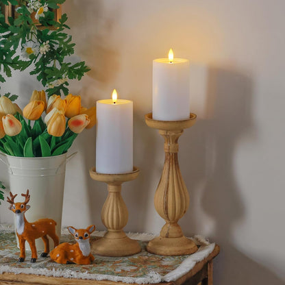 Yeelida Outdoor 4pcs Flameless Waterproof Candles with Handy Remote Control, Cycle Timer Battery Operated Candle Grease Effect LED Flickering Pillar Plastic Long Lasting (Ivory, 3" x4" 5" 6" 7")