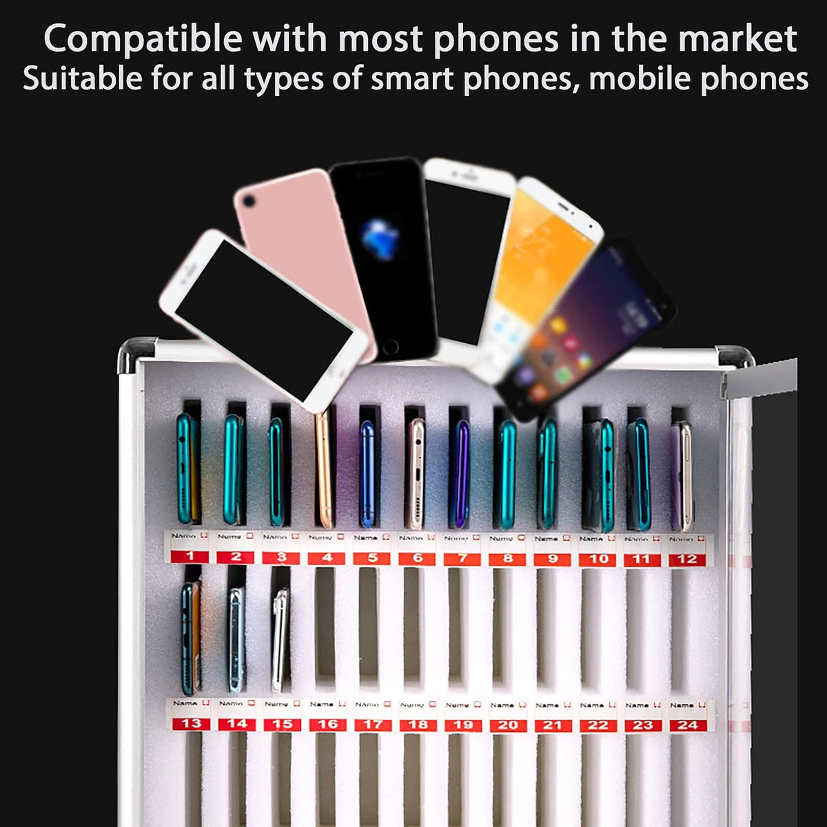 Cell Phone Charging Stations Phone Storage Cabinet Cell Phone Safe Deposit Box 24,36, 48, 60 Position Cell Phone Storage Box Cell Phone Locker Kitchen Furniture(12slots)