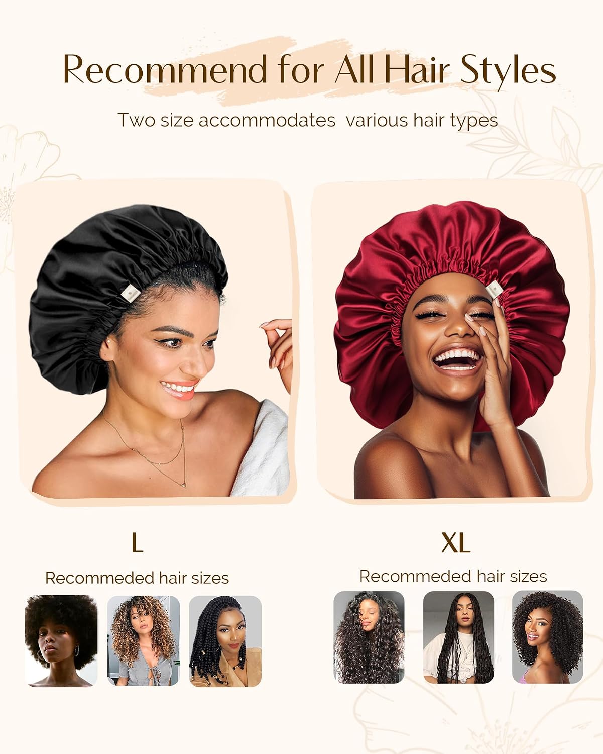 YANIBEST Silk Bonnet Satin Bonnet for Sleeping Women Men, Adjustable Double Layer Hair Bonnet for Curly Braids Reduce Frizz