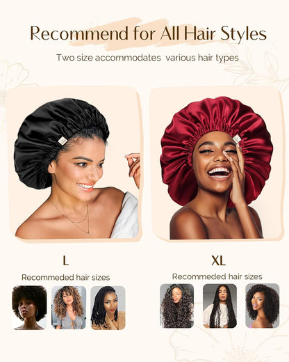 YANIBEST Silk Bonnet Satin Bonnet for Sleeping Women Men, Adjustable Double Layer Hair Bonnet for Curly Braids Reduce Frizz