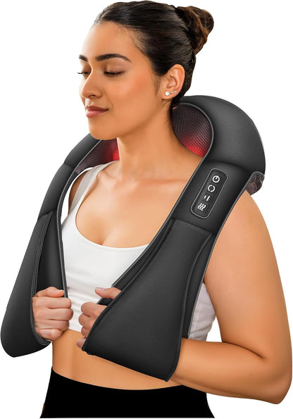 COMFIER Cordless Neck and Shoulder Massager with Heat, Wearable 4D Shiatsu Deep Tissue Kneading for Desk Workers and Drivers, Hands-Free Straps, FSA Eligible HSA Gift
