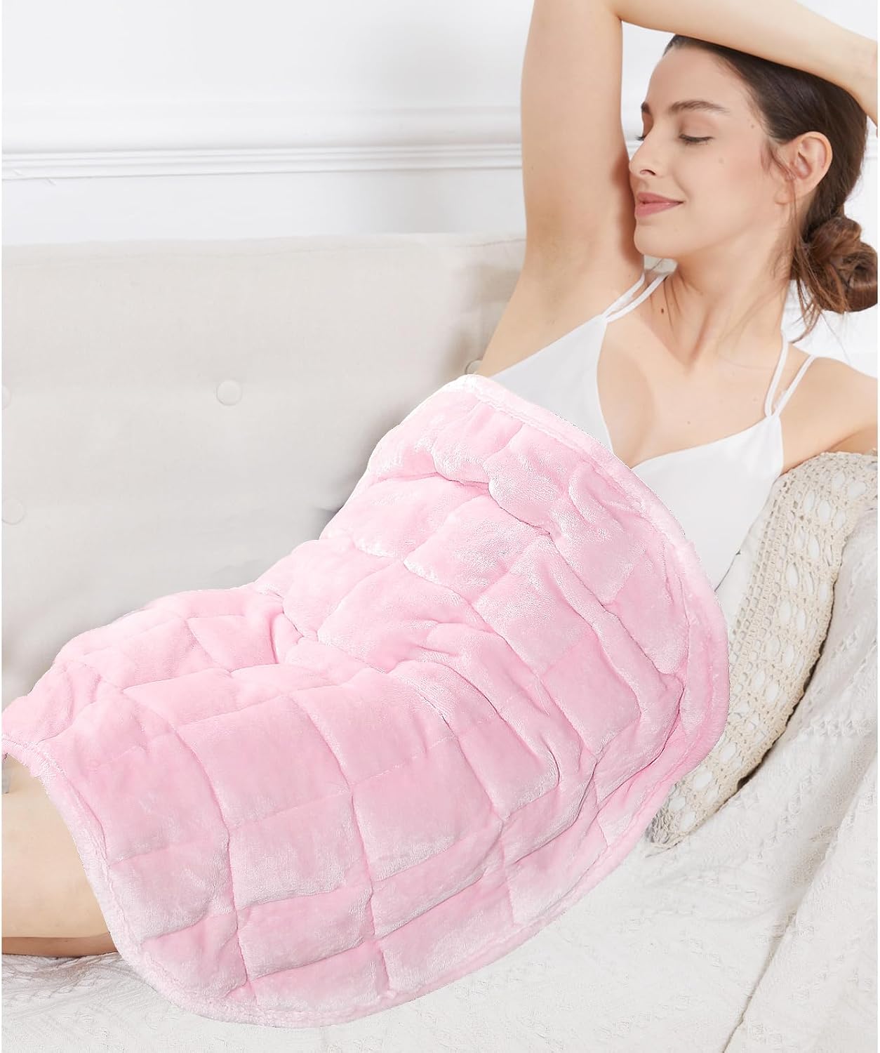 Alomidds Weighted Lap Blanket 7lbs, Cozy Breathable Flannel Weighted Lap Pad for Adults, Small Weighted Blanket for Travel, Couch, Green, 29" x 24"