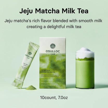 OSULLOC Jeju Matcha Milk Tea Powder Stick Packets, 10 Count