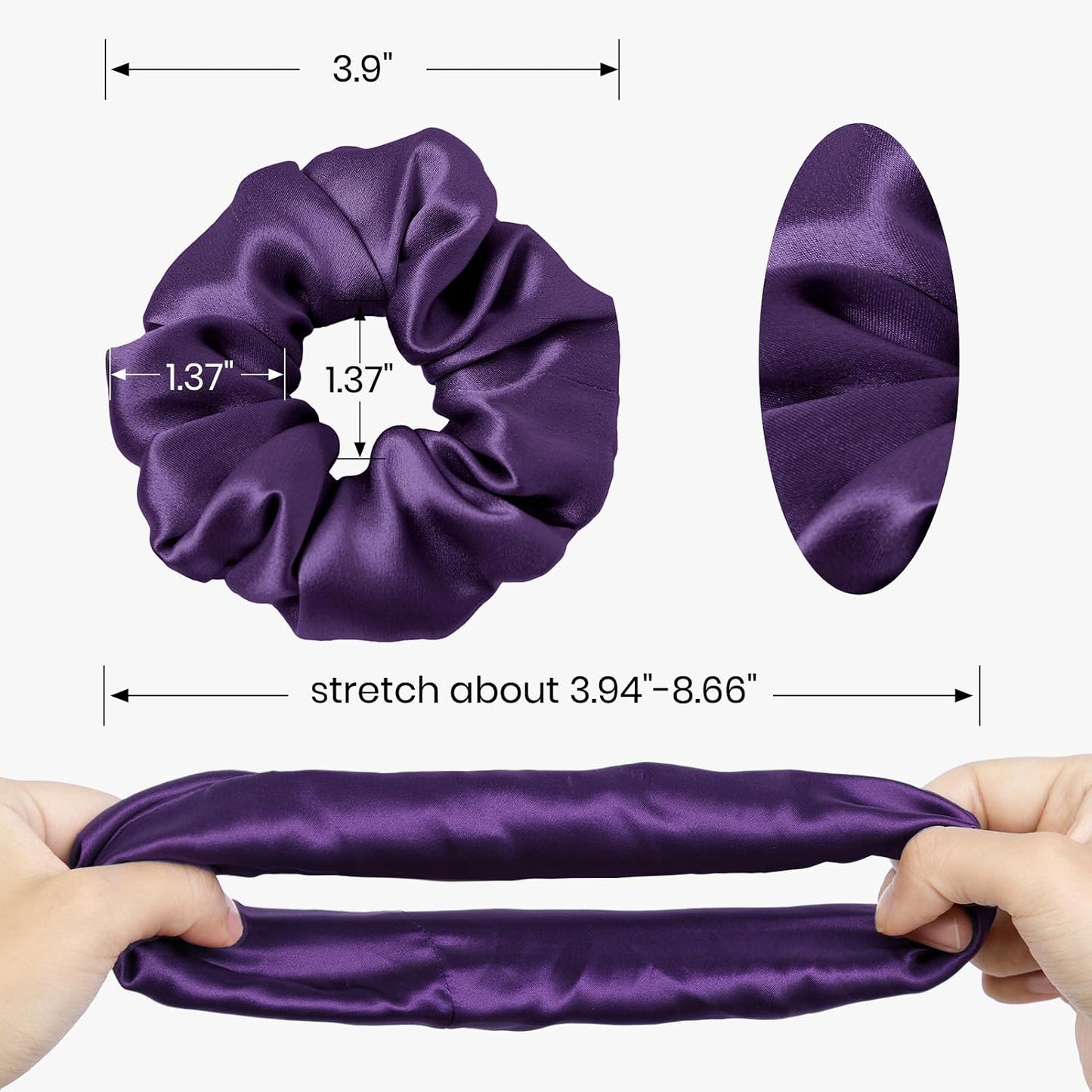 LILYSILK Silk Hair Scrunchies / Ties for Frizz & Breakage Prevention, 100% Mulberry, No Damage, Elastic ponytail Holders, 1Pc, Coffee - Colors A