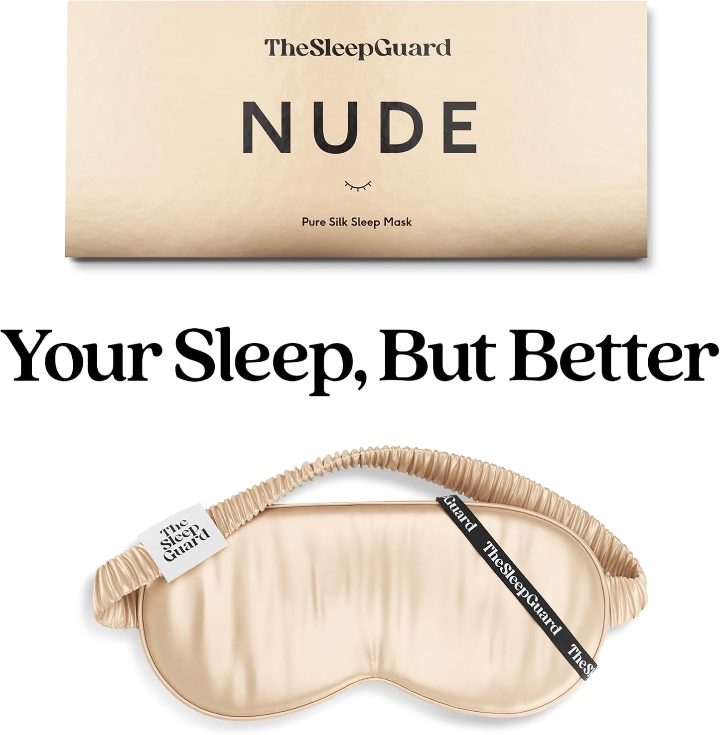 TheSleepGuard Pure Silk Sleep Mask [100% 6A Mulberry Silk, 22 Momme] Light Blocking Travel Essentials. Eye Masks for Sleeping. Black Oeko-Tex Blindfold. Eye Covers for Men & Women