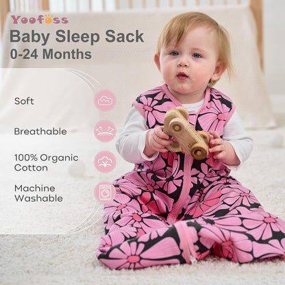 Yoofoss Baby Sleep Sack Baby Wearable Blanket 100% Cotton 2-Way Zipper Toddler Sleeping Sack
