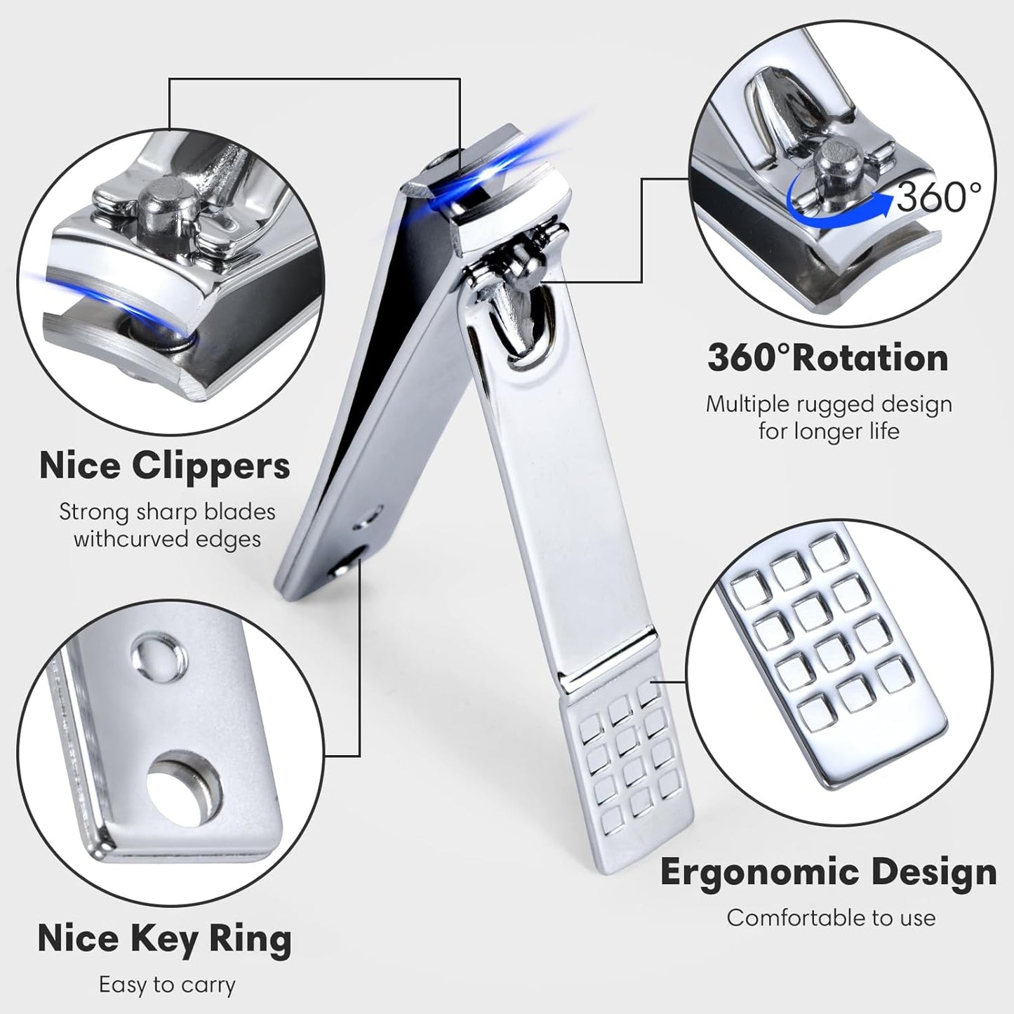 Yougai Manicure Set 18 Pieces Professional Nail Clippers Pedicure Kit Men Women, Stainless Steel Fingernail Toenail Cutters, Nail Care Grooming Tools with Leather Travel Case