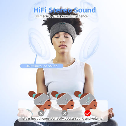 Sleep Headphones Bluetooth 6.0 Headband, 20H Playtime Headband Headphones with HD Stereo Speakers, Sports Wireless Earphones for Side Sleepers Workout Yoga Travel Meditation, Gifts for Women Men