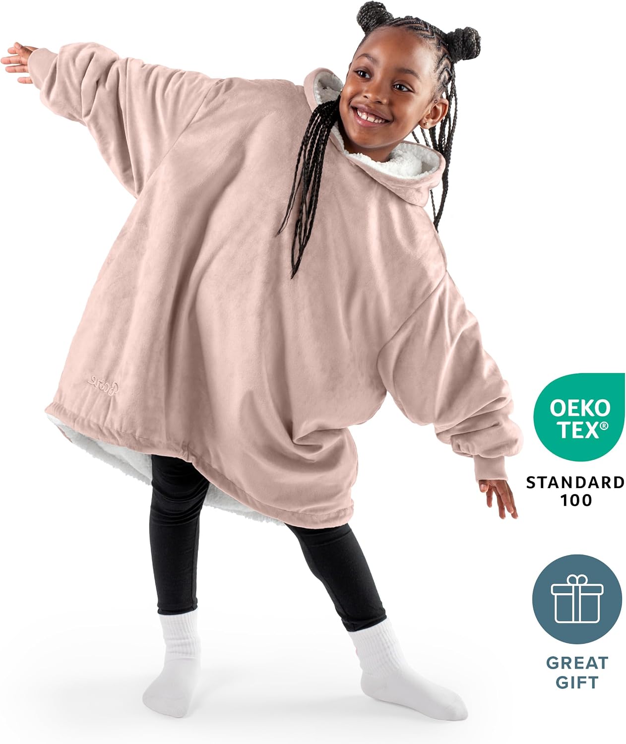 Bare Home Wearable Blanket Hoodie - Soft Plush Sherpa - Warm and Cozy - Oversized Wearable Blanket
