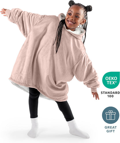 Bare Home Wearable Blanket Hoodie - Soft Plush Sherpa - Warm and Cozy - Oversized Wearable Blanket