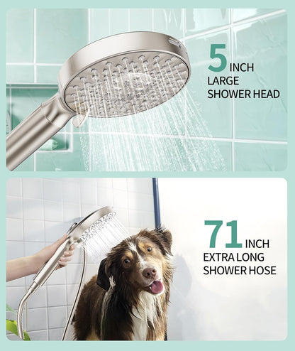 SR SUN RISE Filtered Shower Head with Handheld High Pressure 9 Spray Mode Showerhead Detachable Shower Head Water Softener Filters Beads for Hard Water Remove Chlorine 1 Filter Chrome