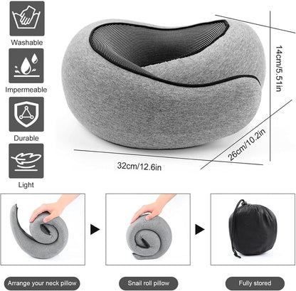 WEERSHUN Travel Pillow for Airplanes, 2026 New Memory Foam Neck Pillow with Chin Wrap for Traveling, Suitable for Airplanes, Offices and Cars (Dark Gray)