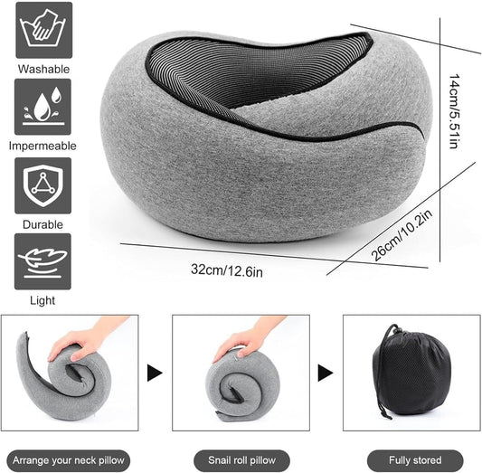 WEERSHUN Travel Pillow for Airplanes, 2026 New Memory Foam Neck Pillow with Chin Wrap for Traveling, Suitable for Airplanes, Offices and Cars (Dark Gray)