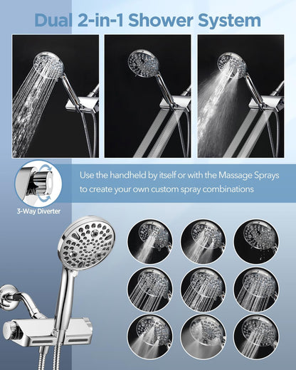 MakeFit Filtered Shower Head with Handheld Combo Matte Black - Dual 2-in-1 Spa System with Massage Shower and 10 Modes Hand Held Shower, High Pressure with Built in Power Wash Mode
