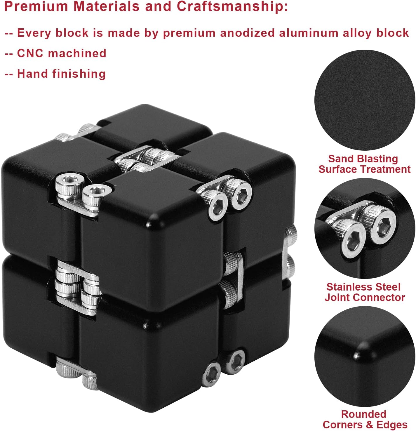 Lifidea Aluminum Alloy Metal Infinity Cube Fidget Cube (6 Colors) Handheld Fidget Toy Desk Toy with Cool Case Infinity Magic Cube Relieve Stress Anxiety ADHD OCD for Kids and Adults (Blue)