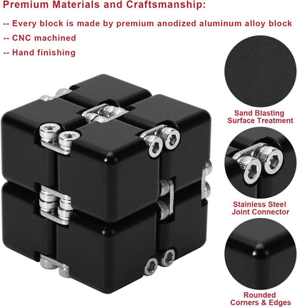 Lifidea Aluminum Alloy Metal Infinity Cube Fidget Cube (6 Colors) Handheld Fidget Toy Desk Toy with Cool Case Infinity Magic Cube Relieve Stress Anxiety ADHD OCD for Kids and Adults (Blue)