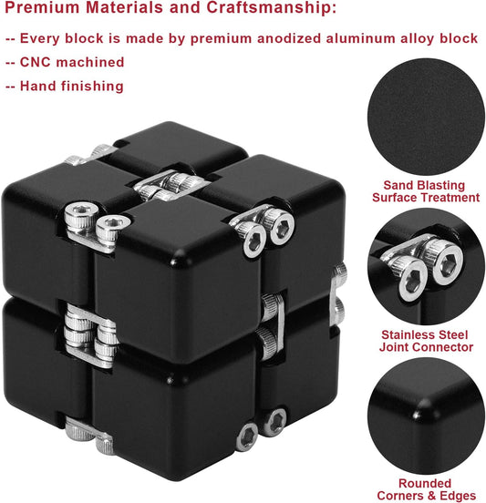 Lifidea Aluminum Alloy Metal Infinity Cube Fidget Cube (6 Colors) Handheld Fidget Toy Desk Toy with Cool Case Infinity Magic Cube Relieve Stress Anxiety ADHD OCD for Kids and Adults (Blue)