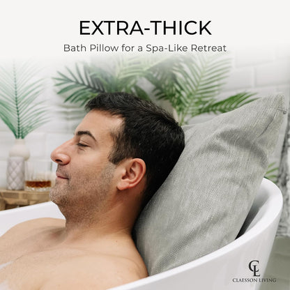 Luxury Bath Pillow for Tub - Thick and Comfortable Bathtub Pillow Support for Head and Neck and Back - Washable Quick-Drying Bath Pillows - Bath Cushion for Home Spa - Fits Any Bathtub - Light Gray