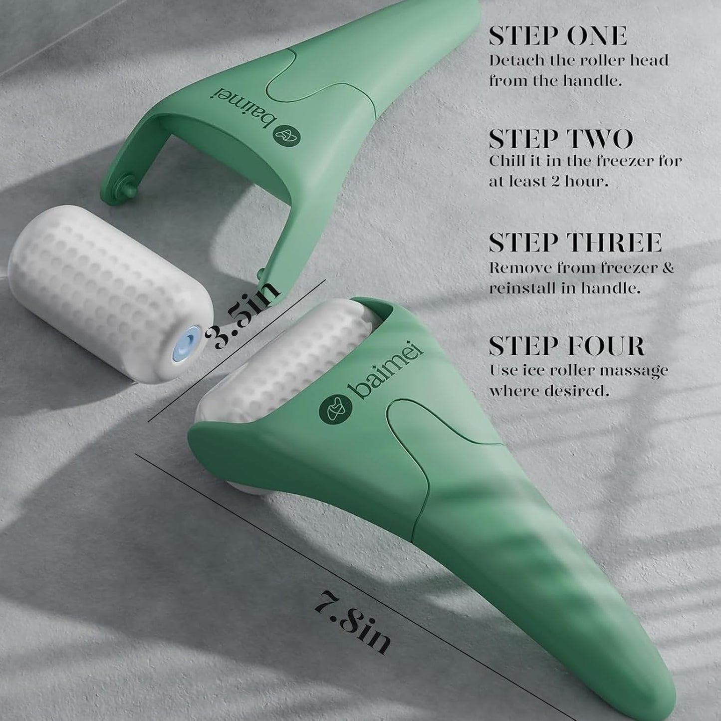 BAIMEI IcyMe Ice Roller for Face and Gua Sha Facial Tool Set, Ice Face Roller Reduces Puffiness Relieves Migraines Skin Care Tools, Self Care for Women - Pink