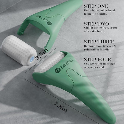 BAIMEI IcyMe Ice Roller for Face and Gua Sha Facial Tool Set, Ice Face Roller Reduces Puffiness Relieves Migraines Skin Care Tools, Self Care for Women - Pink