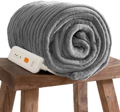 GOTCOZY Heated Throw Blanket, 50''X60'' - Soft Silky Plush Electric Blanket with 4 Heating Levels & 3 Hour Auto Off, ETL Certified, Machine Washable (Grey)