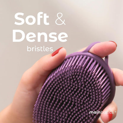 MainBasics Silicone Body Scrubber, Pink, Exfoliate | Dual-Sided, Shower Exfoliator, For Men & Women, Loofah Alternative