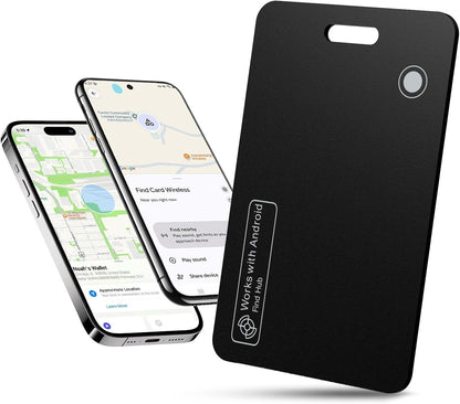 Dual Platform Wallet Tracker Card, iOS&Android Anti-Loss Slim Smart Locator, Wireless Charging, Works with Apple Find My & Google Find Hub, Item Finder for Wallet Passport Keys Backpack