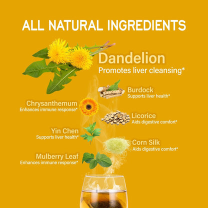 TisaFlor Milk Thistle (Cardo Mariano) Tea Bags for Liver Health, Detox & Immune Support, 5-in-1 Herbal Tea with Dandelion Licorice, Naturally Caffeine-Free - 50 Bags