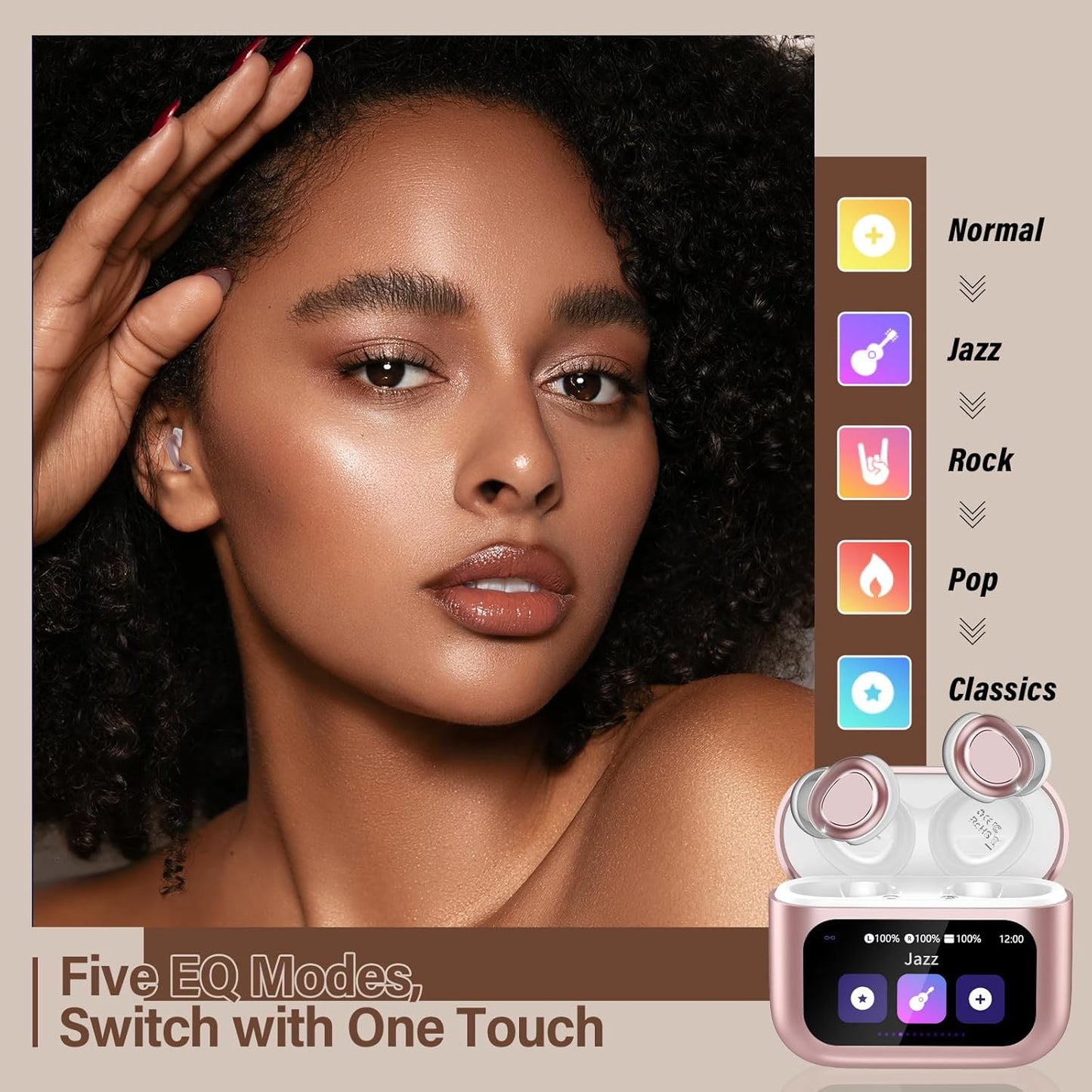 Sleep Earbuds Bluetooth 5.4 in Ear Touch Screen Sleep Headphones, Small Design Mini Sleep Earbuds for Side Sleepers with Sleep Mode, 48H Playtime Sleep Earphones Clear Calls, Raven Black