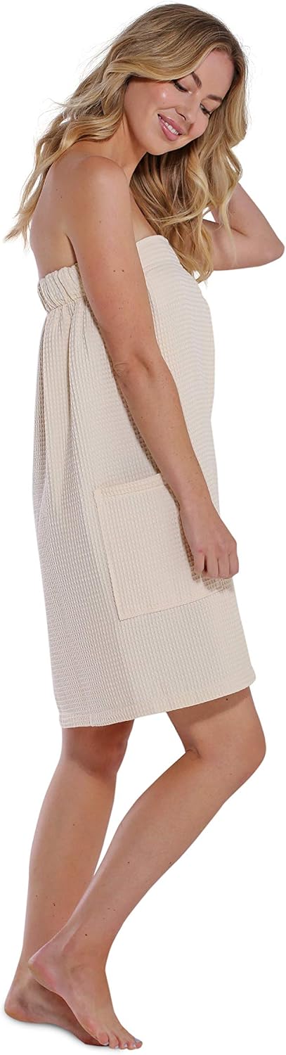Turquaz Lightweight Knee Length Waffle Robes For Women Spa Bath Waffle