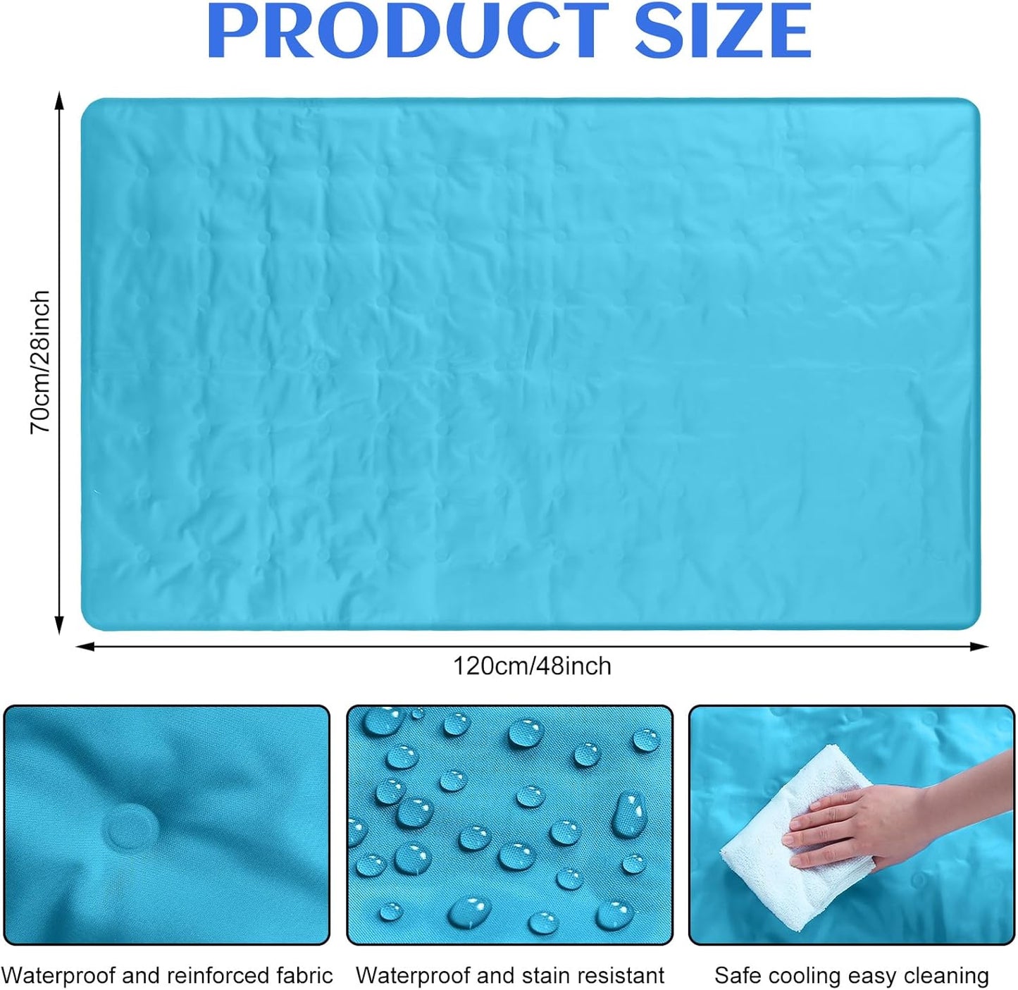 Drydiet Cooling Pad Mat for Bed Cooling Mattress Pad Gel for Sleep, Summer Hot Flashes, Adult, Pets, No Water or Electricity Required(Plain,48 x 28 Inch,Light Blue)