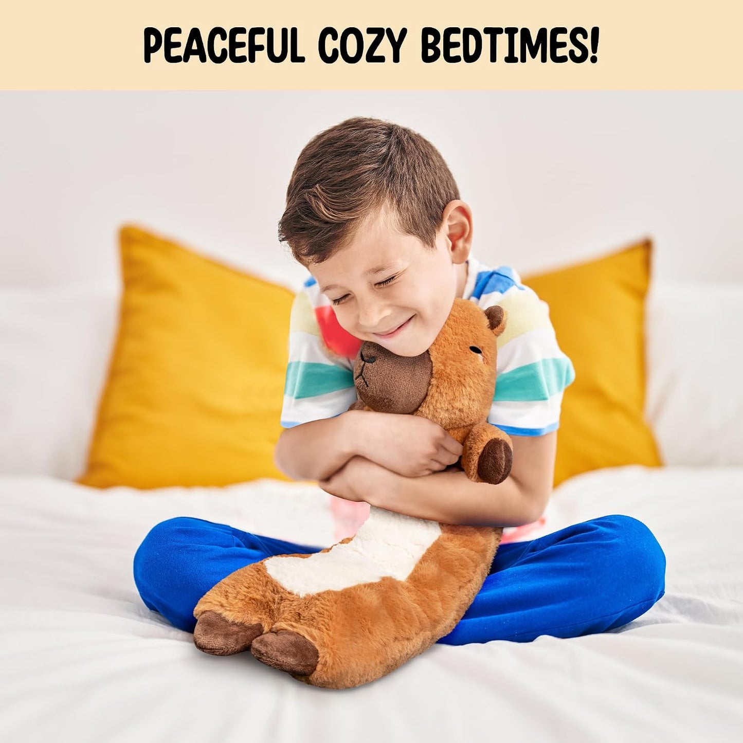 Bunny Microwavable & Weighted Stuffed Animals - 1.5 Lbs Unscented Heating Pad for Period Cramps Pain Relief and Anxiety, Cute Bunny Plush Toys Gifts for Women Girls Adults and Kids by Happy Fuel