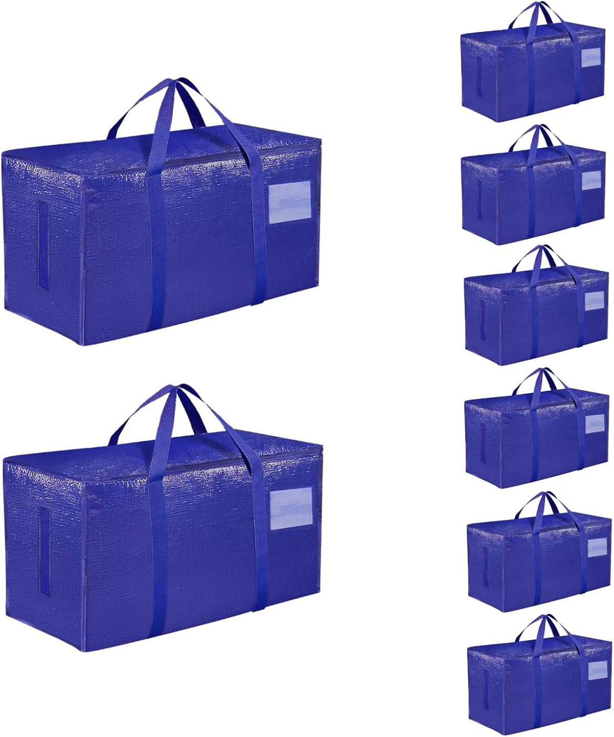Moving Bags Extra Large - Heavy Duty Storage Totes with Wrap-Around Handles & Reinforced Zippers - Foldable Moving Box Alternative, Water-Resistant for Dorm, Closet & Under Bed Storage (Clear)