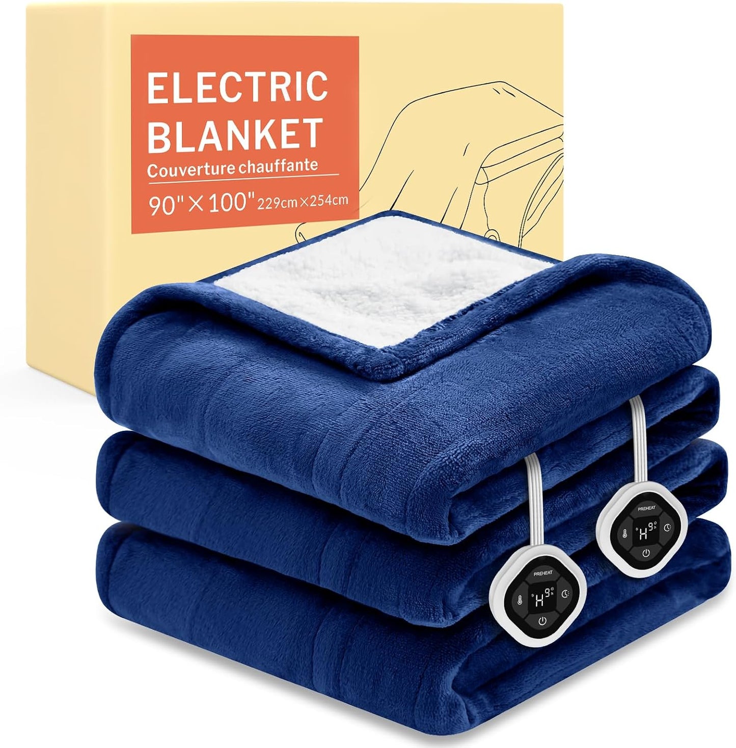 HOMLYNS LuxeHeat Heated Blanket Electric Blanket, Soft Flannel Sherpa Heated Throw, Heating Blanket with 5 Heat Settings, 3 hrs Timer Auto Shut Off (50x60 inches, Purple), Only for 120V Voltage Use