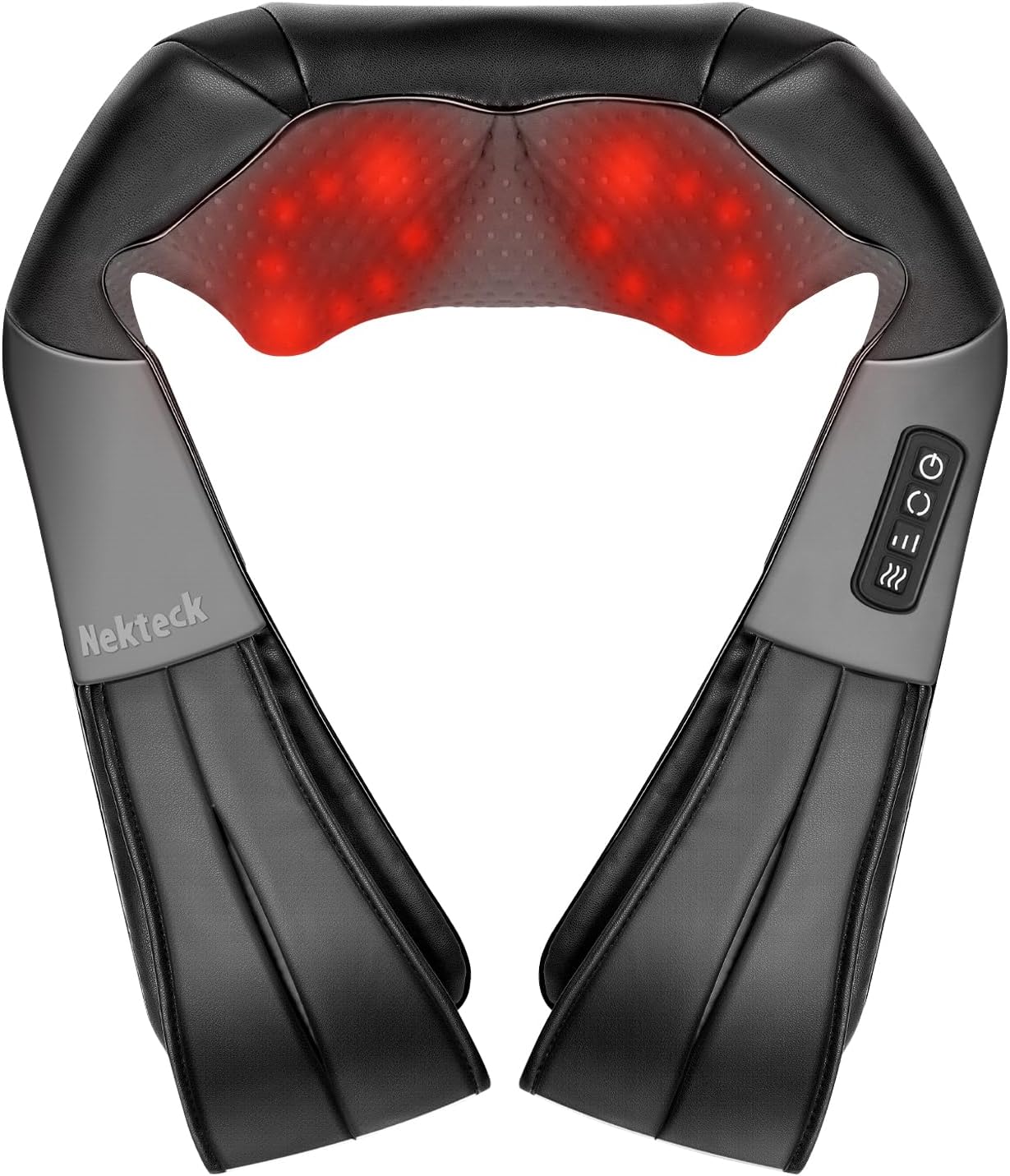 Nekteck Shiatsu Neck Massager with Heat for Pain Relief Deep Tissue, 2026 Upgraded 3D Back Shoulder Kneading Massage Pillow, Body Muscle Relaxation Tools Gifts for Him Her, Blue (NOT Cordless)