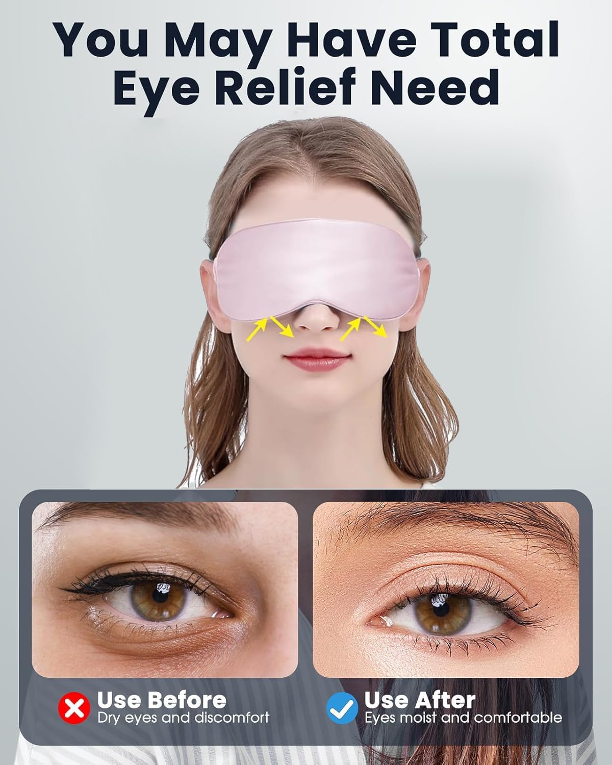 Silk-like Heated Eye Mask for Dry Eyes, MGD, Blepharitis, Stye, Grey