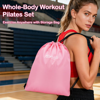 Hoedia Pilates Kit for Women, Pilates Equipment Ring and Ball Set with Resistance Bands, Yoga Strap, Core Sliders, Socks, Bag & Guide for Starter Home Workout Fitness Gym Essentials